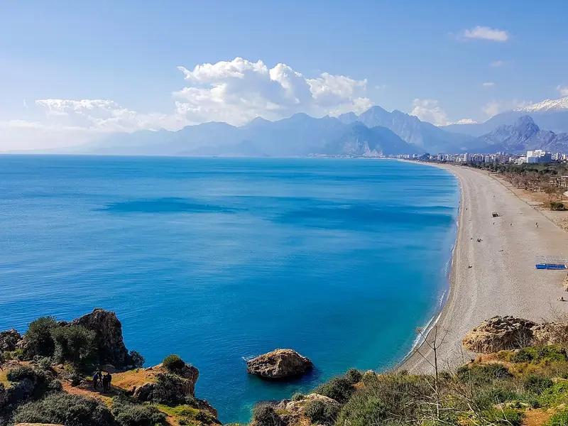 Konyaaltı beach from the cliffs